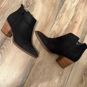 Blondo Black Ankle Booties with Wooden Heel
